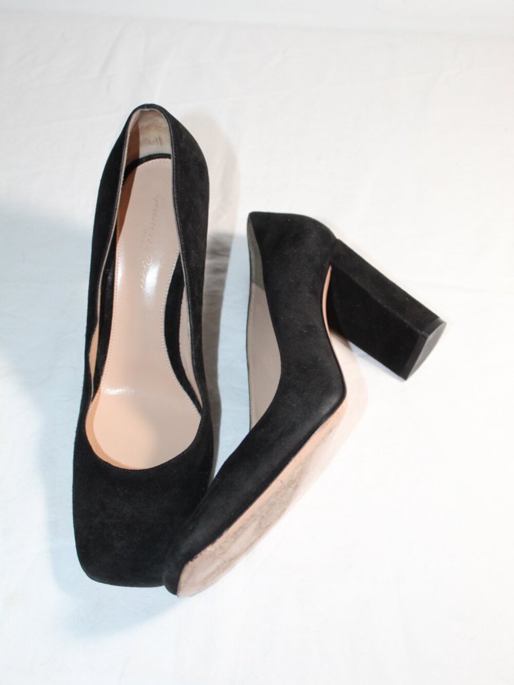 Gianvito Rossi Black Suede Leather Block Heel Pumps 40